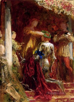 フランク・バーナード・ディクシー Painting - 勝利 月桂樹の冠を戴く騎士 ビクトリア朝の画家 フランク・バーナード・ディクシー